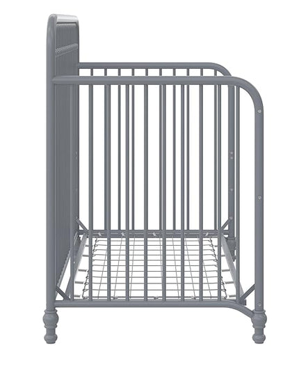 Little Seeds Ivy 3-in-1 Convertible Metal Crib, Dove Gray - LeafyLoom