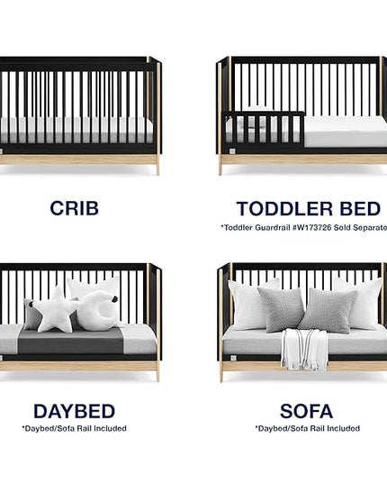 babyGap by Delta Children Tate 4-in-1 Convertible Crib TrueSleep Crib and Toddler Mattress (Bundle), Ebony/Natural - LeafyLoom