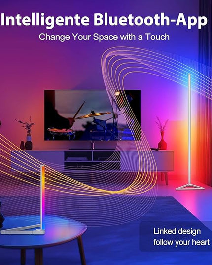 MIHEAL Corner Floor Lamp - Smart RGB LED Corner Lamp with App and Remote Control, 16 Million Colors & 68+ Scene, Music Sync, Timer Setting -for Living Rooms, Bedrooms, and Gaming Rooms - LeafyLoom