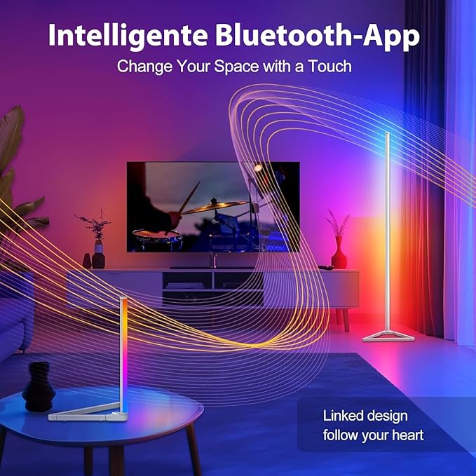 MIHEAL Corner Floor Lamp - Smart RGB LED Corner Lamp with App and Remote Control, 16 Million Colors & 68+ Scene, Music Sync, Timer Setting -for Living Rooms, Bedrooms, and Gaming Rooms - LeafyLoom