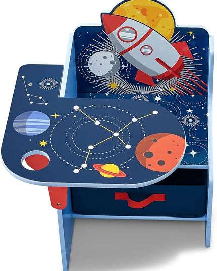 Delta Children Space Adventures Chair Desk with Storage Bin - Ideal for Arts & Crafts, Snack Time, Homeschooling, Homework & More - Greenguard Gold Certified, Blue - LeafyLoom