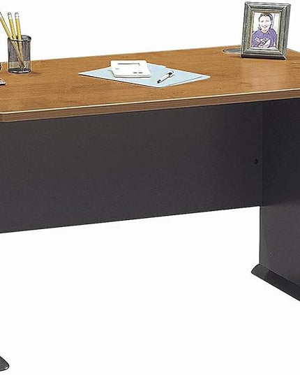 Bush Business Furniture Series A 48W Computer Desk in Natural Cherry and Slate, Small Office Table for Home or Professional Workspace - LeafyLoom