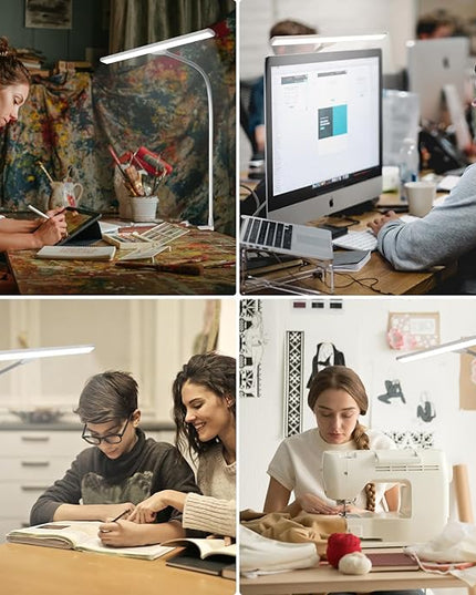 LED Desk Lamp with Clamp, Eye-Caring Architect Desk Lamps for Home Office, 24W Ultra Bright LED 30 Lighting Modes Adjustable, Studio Work Lamp for Task, with Remote Control Table Light - LeafyLoom