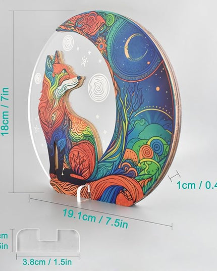 Cute Fox Decor Night Light USB Powered LED Night Lights for Kids Bedroom 7 Colors LED Lamp Wooden Night Lamp for Room Decor Aesthetic Gift - LeafyLoom