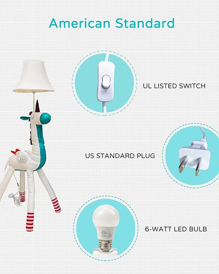 Floor Lamp, Easy-Care Artificial Leather Kids Floor Lamp for Bedroom, 51 Inch Tall White Unicorn Hand-Stitched Design Standing Lamp, Package Come with an E26 LED Bulb (White Unicorn) - LeafyLoom
