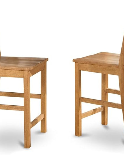 East West Furniture PBCF3-OAK-W Pub 3 Piece Counter Height Set Contains a Square Wooden Table and 2 Kitchen Dining Chairs, 36x36 Inch, Oak - LeafyLoom