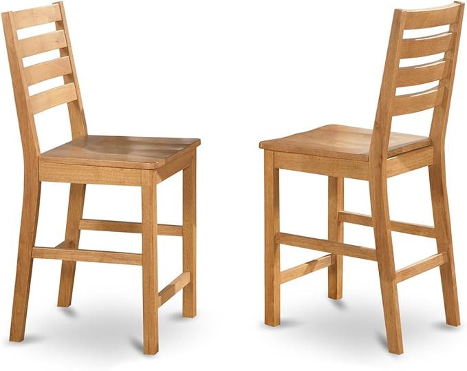 East West Furniture PBCF3-OAK-W Pub 3 Piece Counter Height Set Contains a Square Wooden Table and 2 Kitchen Dining Chairs, 36x36 Inch, Oak - LeafyLoom