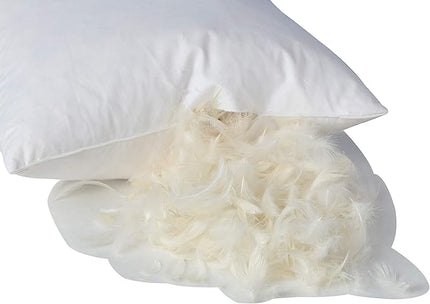 L' COZEE 100% Cotton Cover, Feather & Down Pillow, Best use for Decorative Pillows & for Firm Sleepers, White, Size (18x18) - LeafyLoom