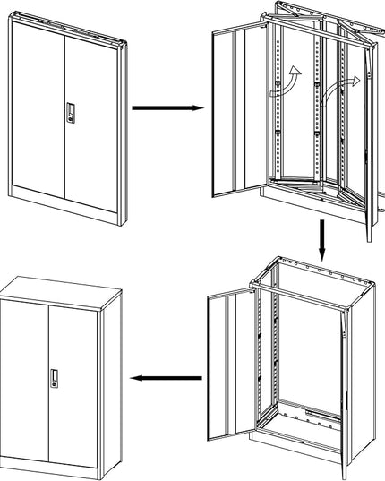 41.97" Metal Storage Doors and Adjustable Shelf,Folding Filing Cabinets w/Solid Steel Tube Locking Shaft,for Home Office,School,Garage,White - LeafyLoom