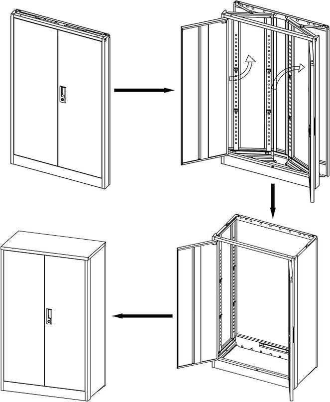 41.97" Metal Storage Doors and Adjustable Shelf,Folding Filing Cabinets w/Solid Steel Tube Locking Shaft,for Home Office,School,Garage,White - LeafyLoom