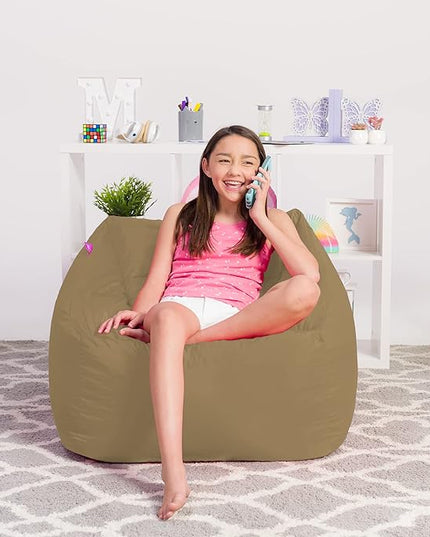 Posh Creations Structured Comfy Bean Bag Chair for Gaming, Reading, and Watching TV, Coronado Chair, Microsuede - Camel - LeafyLoom