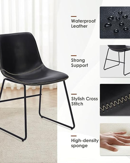 Dining Chairs Set of 4, Kitchen & Dining Room Chairs Dining Chairs Midcentury Modern Chair, Mid Century Faux Leather Dining Chair Comfortable,Dining Chair for Home - LeafyLoom