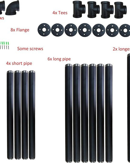 Yuanshikj 2Pc (42" tall 12" deep, 3/4") Industrial Wall Mount iron Pipe Shelf Shelves Shelving Bracket Vintage Retro Black DIY Open Bookshelf Storage Home Kitchen (2 Pcs 3Tier Hardware only) - LeafyLoom