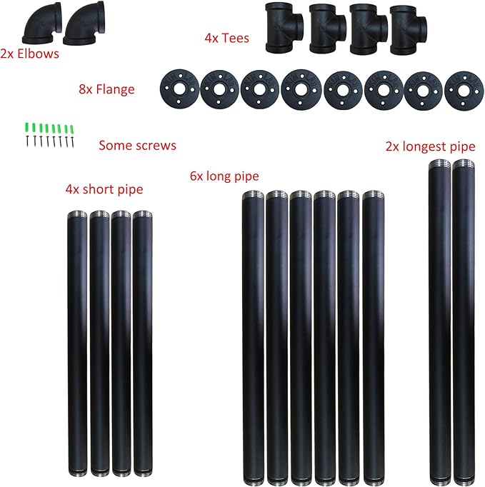 Yuanshikj 2Pc (42" tall 12" deep, 3/4") Industrial Wall Mount iron Pipe Shelf Shelves Shelving Bracket Vintage Retro Black DIY Open Bookshelf Storage Home Kitchen (2 Pcs 3Tier Hardware only) - LeafyLoom