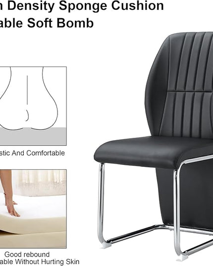 NicBex Dining Chairs Set of 4 Modern PU Dining Room Kitchen Chairs with Wrap-Around High Backrest,Silver Metal Legs,Chairs for Dining Room, Kitchen,Living Room, and Restaurants,Black - LeafyLoom