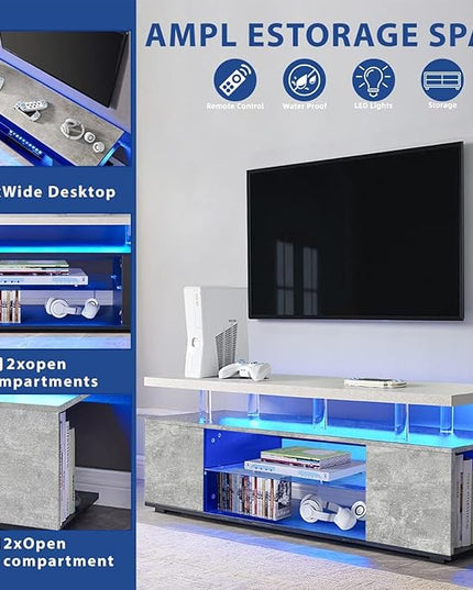 NicBex TV Stand for 70 Inch TV LED Gaming Entertainment Center Media Storage Console Table with Large Sliding Drawer & Side Cabinet for Living Room,Bedroom,63 Inch,Grey - LeafyLoom
