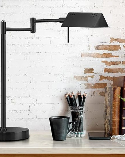 O'Bright LED Pharmacy Table Lamp, Full Range Dimming, 12W LED, 360 Degree Swing Arms, Desk, Reading, Craft, Work Lamp, ETL Tested, Black - LeafyLoom