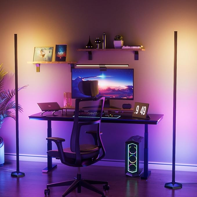 2PCS RGB Floor Lamp, Bluetooth APP and Remote Control 65" Smart Modern Standing Lamp Music Sync 16 Million DIY Colors Changing LED Floor Lamp with Heavy Base for LivingRoom Bedroom GameRoom - LeafyLoom