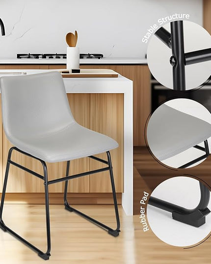 18" Dining Chairs, Dining Chair with Back, Bar Chair for Kitchen, Living Room, Light Grey, Set of 2 - LeafyLoom