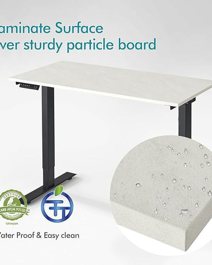 Kaboon Universal Tabletop 55"x23.62" Solid One-Piece Melamine Table Top, Double Desk L-Desk DIY, Home and Office Countertop,Sea Salt/White - LeafyLoom