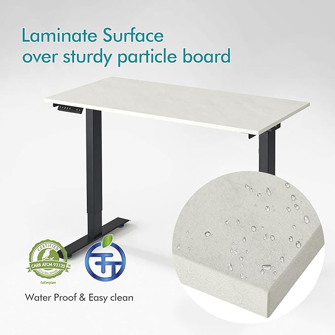 Kaboon Universal Tabletop 55"x23.62" Solid One-Piece Melamine Table Top, Double Desk L-Desk DIY, Home and Office Countertop,Sea Salt/White - LeafyLoom