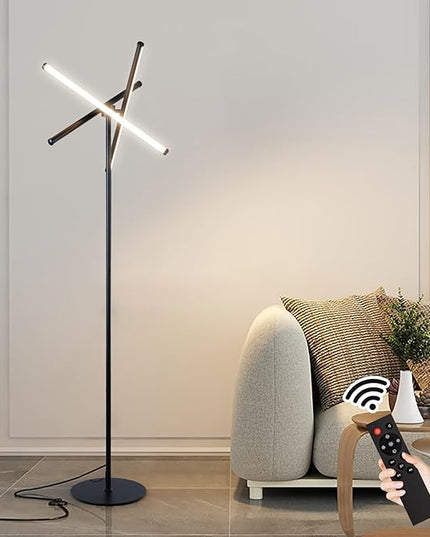 Ganeed LED Floor Lamp,Modern Tall Standing Lamps with 3 Lights,30W 3 Color Temperature & Stepless Dimmable Brightness with Remote,66.5 in Corner Lamp for Living Room, Office, Hotel, Bedroom - LeafyLoom