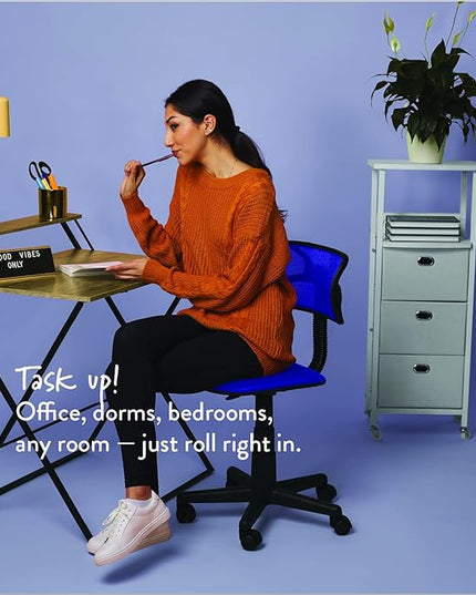 Swivel Mesh Desk Chair, Royal Blue 21D x 21W x 33H in - LeafyLoom