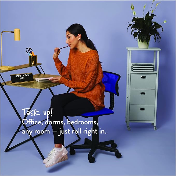 Swivel Mesh Desk Chair, Royal Blue 21D x 21W x 33H in - LeafyLoom