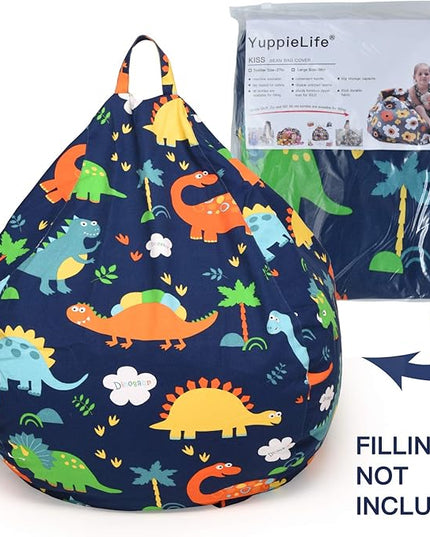YuppieLife Kids Storage Bean Bag Cover（No Filling）Toy Organizer|Carrying Handle Sofa|Available for Kids and Teenager|Cuddle Chair|Machine Washable and Durable（38“,Dinosaur） - LeafyLoom