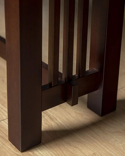 Walker Edison 3 Person Wood Dining Bench Armless Kitchen Table Set Dining Chairs, 60 Inch, Brown - LeafyLoom