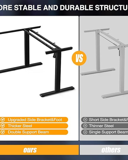 59" Reversiable L-Shaped Electric Standing Desk Adjustable Height Gaming Stand Up Corner Desk Sit Stand Home Office Computer Desk with Splice Board,Black Carbon Top - LeafyLoom