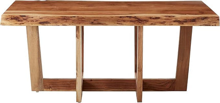 Alaterre Furniture Berkshire Live Edge Solid Wood 42 inch Coffee Table, Natural - LeafyLoom