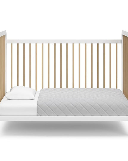 Storkcraft Pasadena 3-in-1 Convertible Crib (White with Driftwood) – GREENGUARD Gold Certified, Converts to Daybed and Toddler Bed, Fits Standard Full-Size Crib Mattress, Adjustable Mattress Height - LeafyLoom