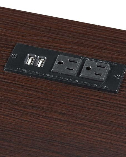 Convenience Concepts Designs2Go Trestle Desk with Charging Station and Shelves, Espresso - LeafyLoom