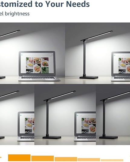Lepro LED Desk Lamp for Home Office, 9.5W 750LM Metal Touch Control Desk Light, 5 Color Modes 5 Brightness Level, Eye Caring Task Lamp For Reading, Sewing, Crafts, School Supplies, Puzzle Light, Black - LeafyLoom
