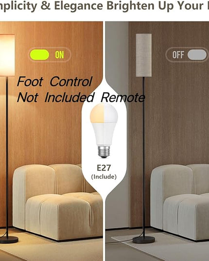Floor Lamps for Living Room with 3 Color Temperatures, Modern Standing Lamp Tall Industrial Reading for Bedroom, Living Room, Office, Kids Room, Dimmable Floor Lamp,9W Bulb Included - LeafyLoom