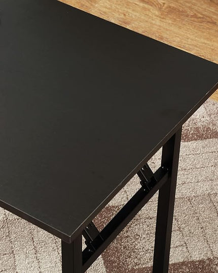 SDHYL 55in ches No Assembly Foldable Computer Desk for Home Office Workstation, Study and Writing, Black - LeafyLoom