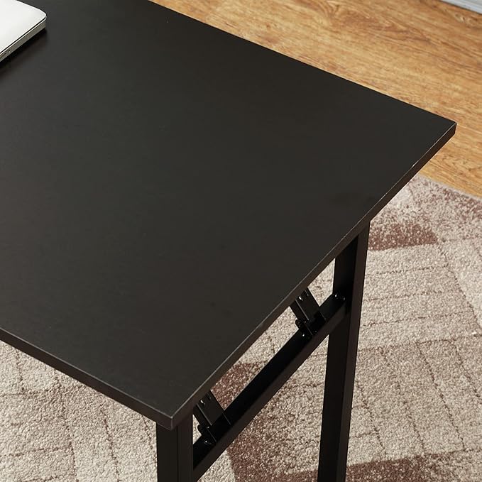 SDHYL 55in ches No Assembly Foldable Computer Desk for Home Office Workstation, Study and Writing, Black - LeafyLoom
