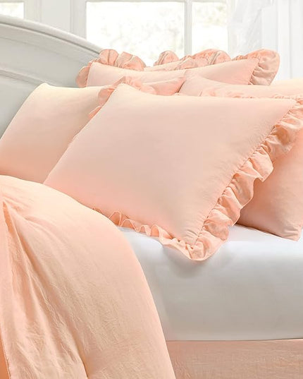 Lush Decor Reyna Ruffle Daybed Set - 6 Piece Cozy Ruffled Bedding Set - Timeless Elegance and Comfort - 68" W x 92" L, Blush - LeafyLoom