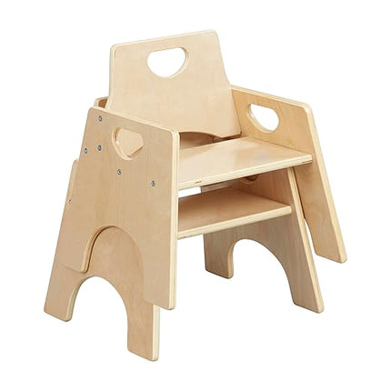 ECR4Kids Stackable Wooden Toddler Chair, 6in, Kids Furniture, Natural, 2-Pack - LeafyLoom