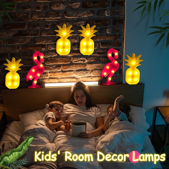 AceList Luau Party Decorations - Flamingos & Pineapple Lights - Tropical Hawaiian Themed Party Supplies - Birthday Decor for Wall, Table, & Centerpieces… - LeafyLoom