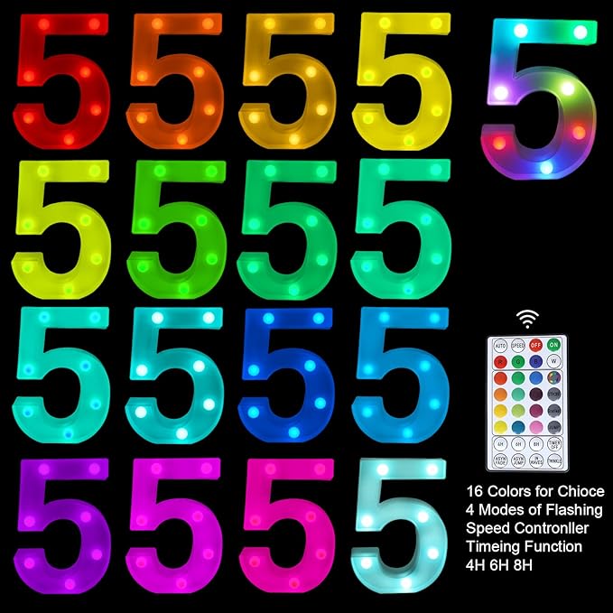 Letter LED Lights, Colors Changing LED Marquee Letter Lights, Dimmable Night Lights for Wedding, Birthday, Holiday, Party, Bar, Christmas Decoration,Dorm Room Decor-Multicolor 5 - LeafyLoom