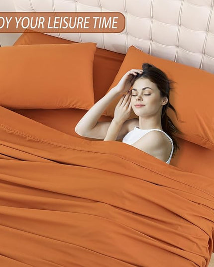 Whitney Home Textile King Sheet Set - 4 Piece Luxury Cooling Bed Sheets for King Size Bed, Silky Soft Sheets 16" Deep Pocket, Hotel Bedding Sheets and Pillowcases, Wrinkle Free Oeko-Tex Sheets - LeafyLoom