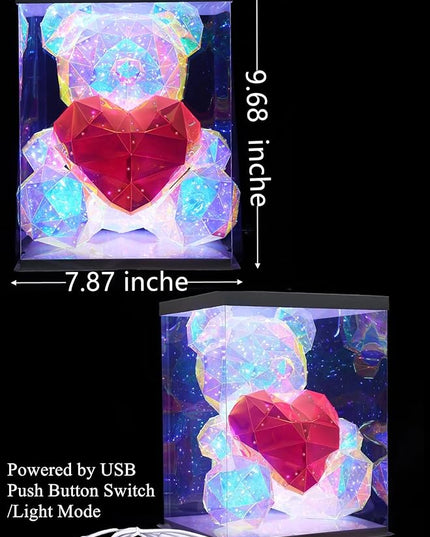 Glowing Teddy Bear,Teen Girl Gifts Trendy Stuff,LED Lights Up Bear Night Light,Galaxy Bear Lamp Bedrooms Bedside Nursery Decor Lights,Unique Gift for Woman Girls Kids Mon with Transparent Gift Box - LeafyLoom