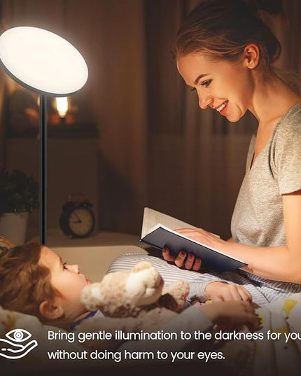 Dimunt Floor Lamp, 30W/2400LM LED Modern Torchiere Sky Lamp, 3000K-5000K Super Bright Dimmable Standing Tall Lamp with 3 Color Temperatures, Remote Button Control, 1 Hour Timer for Living Room Office - LeafyLoom