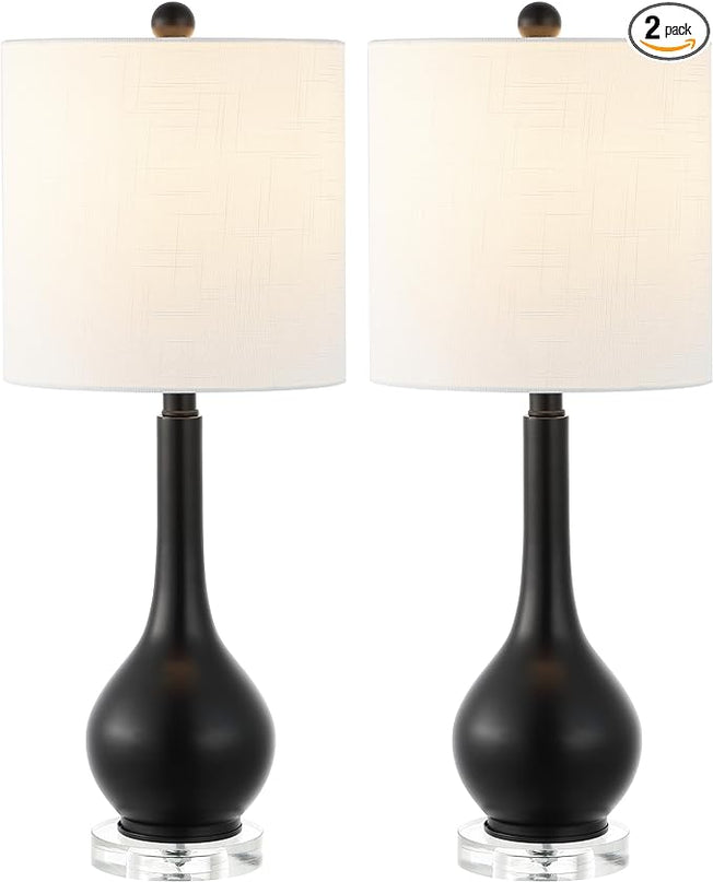JONATHAN Y JYL5010C-SET2 Dylan 25" Metal/Crystal Teardrop LED Table Lamp Contemporary, Transitional, Traditional, Classic, Office, Living Room, Dining Room, Bedroom, Oil Rubbed Bronze (Set of 2) - LeafyLoom