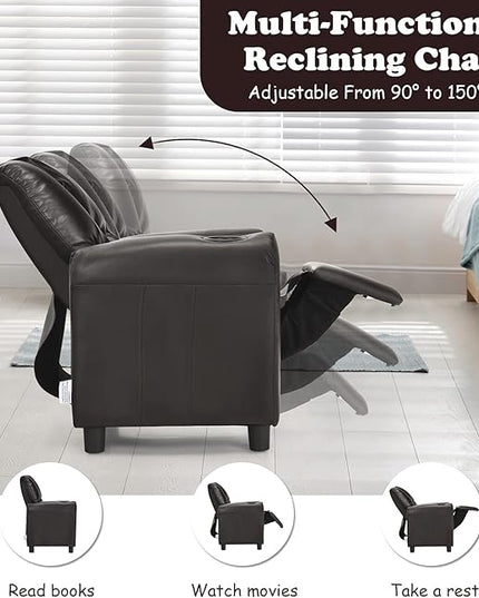 ARLIME Kids Recliner chair, toddler Armchair Upholstered Couch with Cup Holder, Backrest, baby Leather sofa with Headrest and Footrest, Child Furniture for Ages 2-7 - LeafyLoom