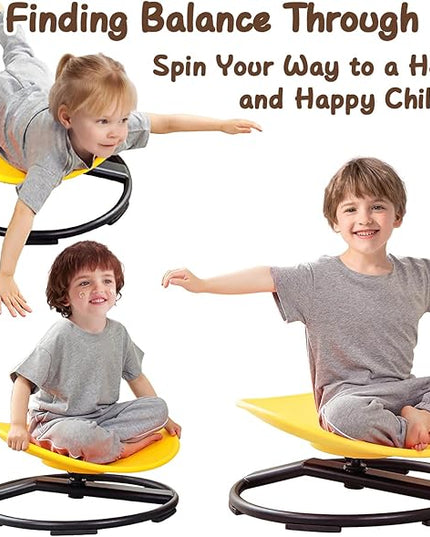 Kids Sensory Chair for Autism Kids Swivel Chair, Sensory Spin Chair Seat Improve Physical Coordination Wobble Chair for Kids Sit and Spin Relief of Motion Sickness - LeafyLoom