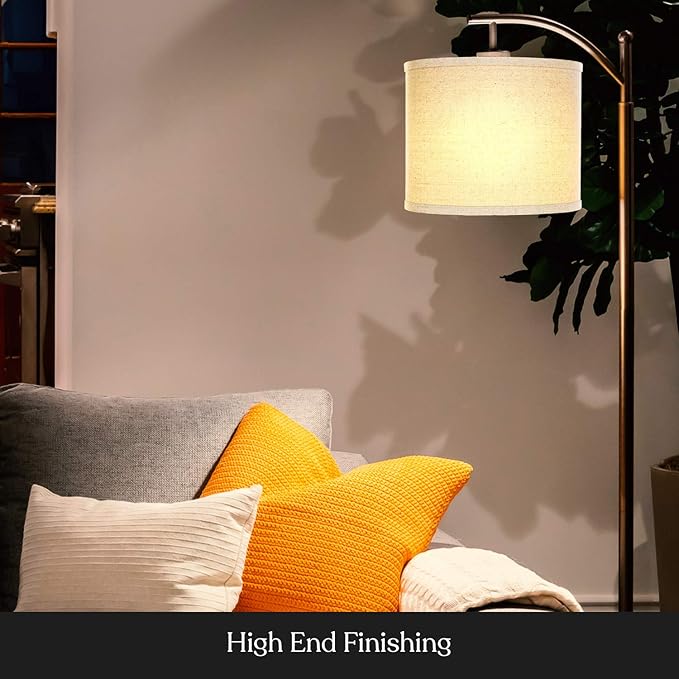 Brightech Montage LED Floor Lamp – Modern Floor Lamp for Living Rooms & Office, Tall Lamp with Arc Hanging Shade – Standing Lamp for Bedroom Reading, Mid-Century Pole Lamp for Farmhouse Style - Bronze - LeafyLoom