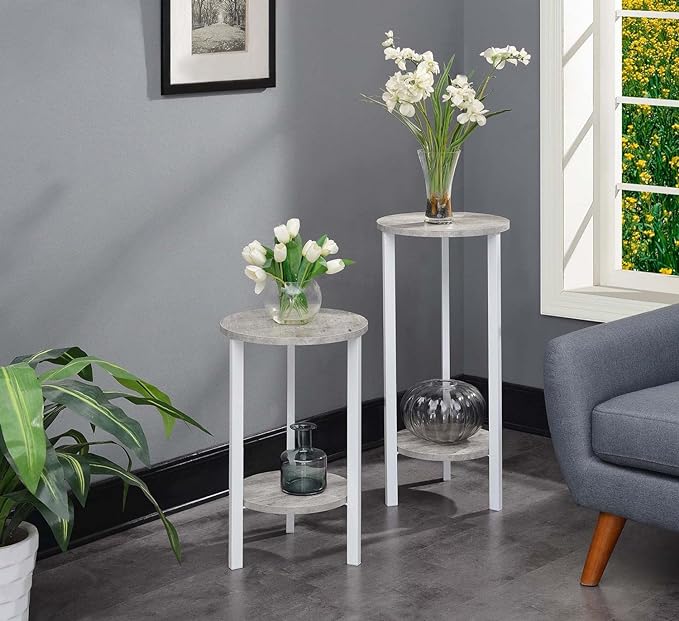 Convenience Concepts Graystone 31" Plant Stand, Faux Birch / White - LeafyLoom